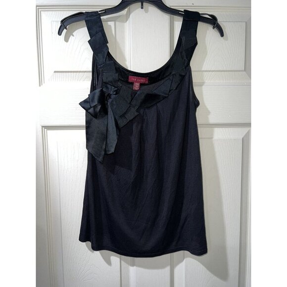 TED BAKER Women Top Tank Black Silk Size Small - Picture 1 of 8